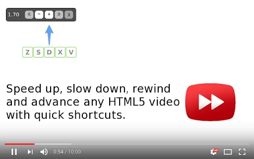 Video Speed Controller डाउनलोड करें – HTML5 वीडियो की गति नियंत्रित करें - Screenshot 1