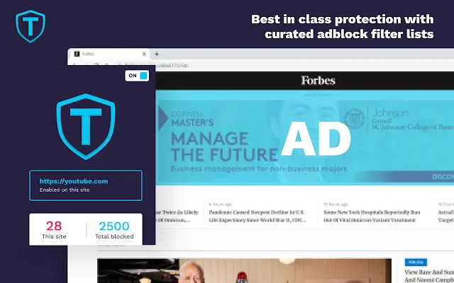 Tau Adblock डाउनलोड करें – सर्वश्रेष्ठ विज्ञापन अवरोधक और सुरक्षा - Screenshot 1