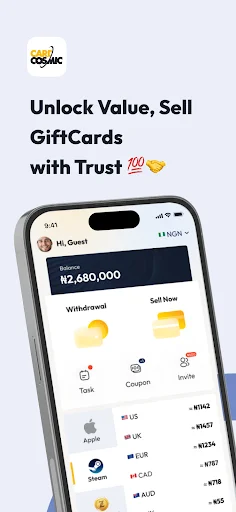 CardCosmic डाउनलोड करें – सुरक्षित रूप से गिफ्ट कार्ड बेचें - Screenshot 1