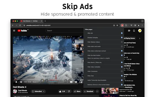 Control Panel for YouTube डाउनलोड करें – विज्ञापन ब्लॉक करें और UI सुधारें - Screenshot 2
