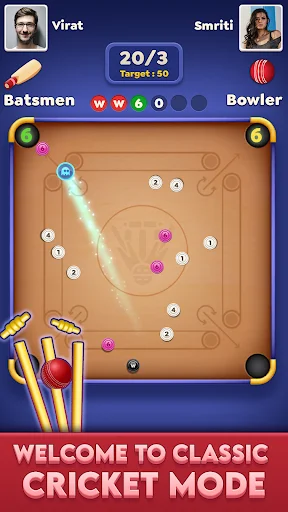Carrom Cricket डाउनलोड करें – बेहतरीन ऑनलाइन कैरम और डिस्क पूल गेम - Screenshot 1