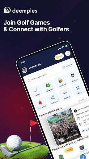Deemples डाउनलोड करें – गोल्फ खेलें, नए दोस्त बनाएं और टी-टाइम बुक करें - Screenshot 1
