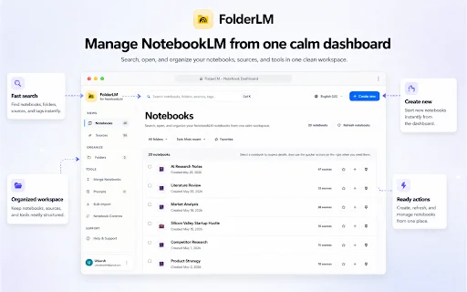 FolderLM डाउनलोड करें – NotebookLM को व्यवस्थित और प्रबंधित करें - Screenshot 2