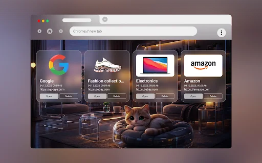 New Tab from Webdoka डाउनलोड करें – विजुअल बुकमार्क के साथ Chrome को कस्टमाइज़ करें - Screenshot 1