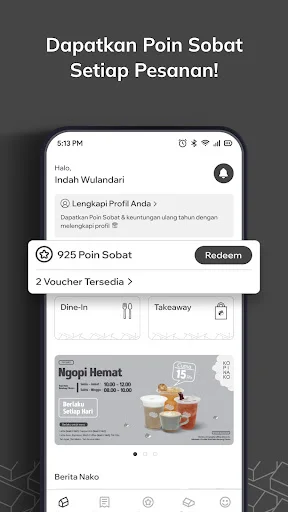 Kopi Nako ऐप डाउनलोड करें – अपनी पसंदीदा कॉफी का ऑर्डर दें - Screenshot 5