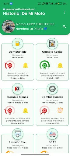 Historial Moto Mantenimiento डाउनलोड करें – बाइक सर्विस ट्रैकर - Screenshot 1