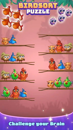 Bird Sort: Color Puzzle Master डाउनलोड करें – रंगीन पहेली गेम - Screenshot 12