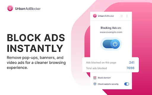 Urban AdBlocker डाउनलोड करें – Chrome के लिए सर्वश्रेष्ठ फ्री विज्ञापन अवरोधक - Screenshot 1