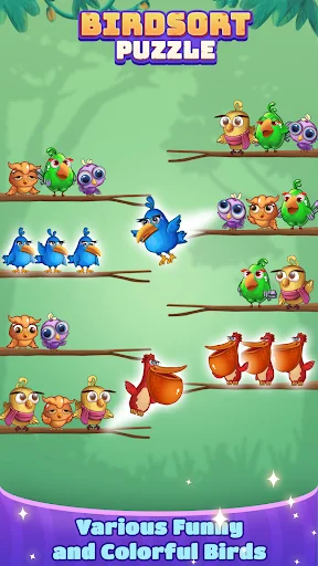 Bird Sort: Color Puzzle Master डाउनलोड करें – रंगीन पहेली गेम - Screenshot 3