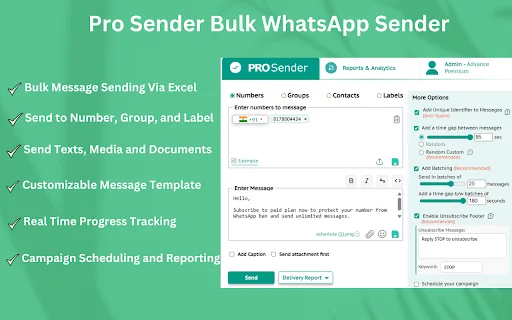 Pro Sender डाउनलोड करें – WhatsApp पर बल्क मैसेज भेजें - Screenshot 2