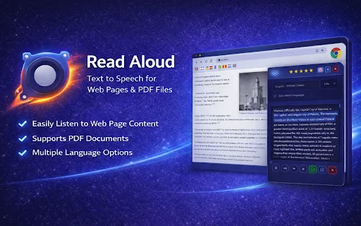 Read Aloud Chrome Extension डाउनलोड करें – सर्वश्रेष्ठ टेक्स्ट टू स्पीच टूल - Screenshot 1