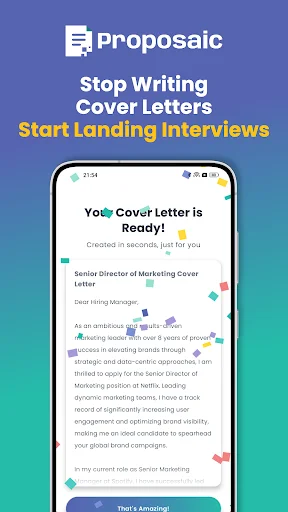 Proposaic: Cover Letter Writer डाउनलोड करें – AI जॉब आवेदन - Screenshot 1