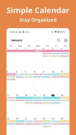 Simple Calendar डाउनलोड करें – व्यवस्थित रहें और रिमाइंडर सेट करें - Screenshot 1
