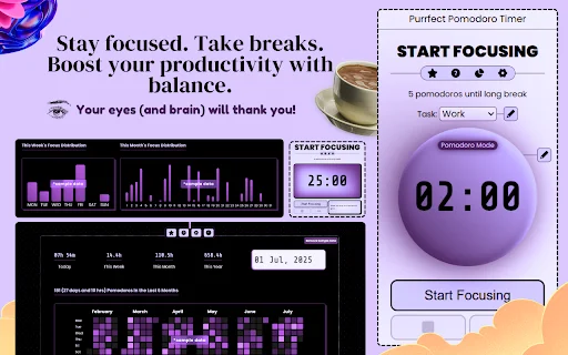 Purrfect Pomodoro Timer डाउनलोड करें – फोकस और प्रोडक्टिविटी बढ़ाएं - Screenshot 2