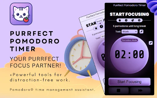 Purrfect Pomodoro Timer डाउनलोड करें – फोकस और प्रोडक्टिविटी बढ़ाएं - Screenshot 1