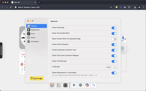 Mac New Tab डाउनलोड करें – macOS स्टाइल ब्राउज़र अनुभव - Screenshot 3