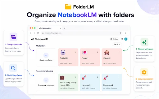 FolderLM डाउनलोड करें – NotebookLM को व्यवस्थित और प्रबंधित करें - Screenshot 1