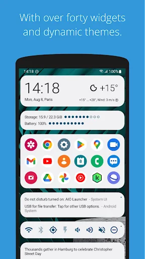 AIO Launcher डाउनलोड करें – सबसे तेज़ और कस्टमाइज़ेबल होम स्क्रीन - Screenshot 3
