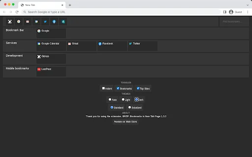 BNTP: Bookmarks in New Tab Page डाउनलोड करें – सर्वश्रेष्ठ बुकमार्क मैनेजर - Screenshot 2