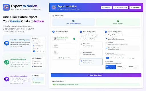 Gemini Chats to Notion डाउनलोड करें – AI चैट एक्सपोर्ट करें - Screenshot 4