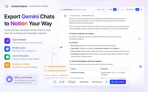 Gemini Chats to Notion डाउनलोड करें – AI चैट एक्सपोर्ट करें - Screenshot 2