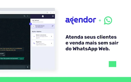 Agendor CRM WhatsApp Web एक्सटेंशन डाउनलोड करें – सेल्स बढ़ायें - Screenshot 1