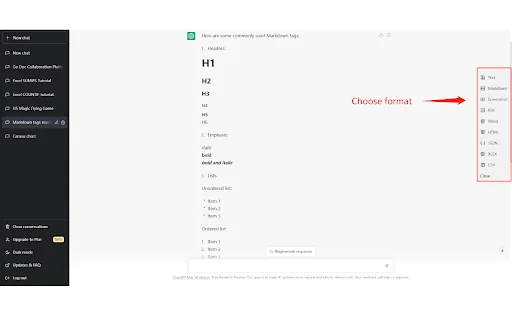 ExportGPT डाउनलोड करें – ChatGPT चैट को PDF और Markdown में सेव करें - Screenshot 1