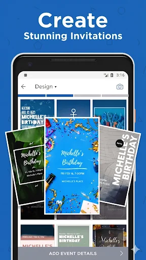 ZEvents Invite Maker Hobnob डाउनलोड करें – जन्मदिन और शादी के आमंत्रण - Screenshot 1