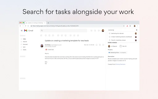 Asana Chrome Extension डाउनलोड करें – ब्राउज़र से कार्य प्रबंधित करें - Screenshot 5