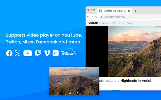 Picture in Picture Player Chrome के लिए – मल्टीटास्किंग के लिए सर्वश्रेष्ठ - Screenshot 2