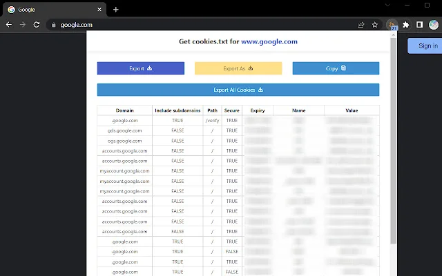 Get cookies.txt डाउनलोड करें – ब्राउज़र कुकीज़ एक्सपोर्ट टूल - Screenshot 1
