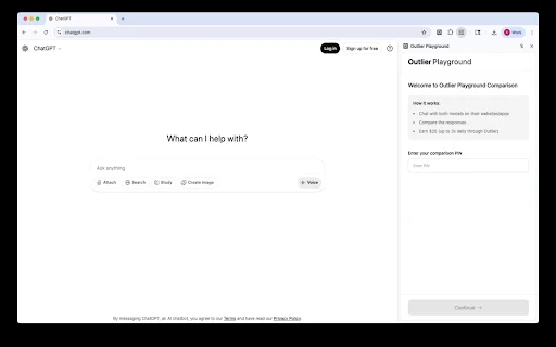 Outlier Playground डाउनलोड करें – AI मॉडल तुलना और पैसे कमाएं - Screenshot 1