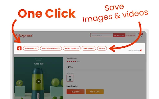 AliSave डाउनलोड करें – AliExpress और Alibaba से फोटो, वीडियो सेव करें - Screenshot 2