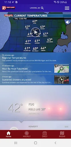 WILX First Alert Weather ऐप डाउनलोड करें – सटीक स्थानीय मौसम अपडेट - Screenshot 1