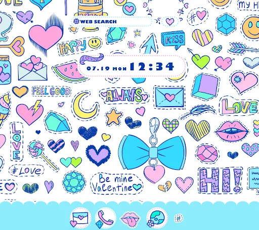 Whimsical Stickers Theme डाउनलोड करें – रंगीन और प्यारा एंड्रॉइड थीम - Screenshot 1