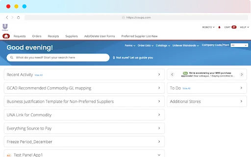 Unilever Coupa Assistant डाउनलोड करें – कार्यक्षमता और उत्पादकता बढ़ाएं - Screenshot 1