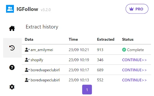 IGFollow डाउनलोड करें – Instagram Followers को CSV में एक्सपोर्ट करें - Screenshot 2