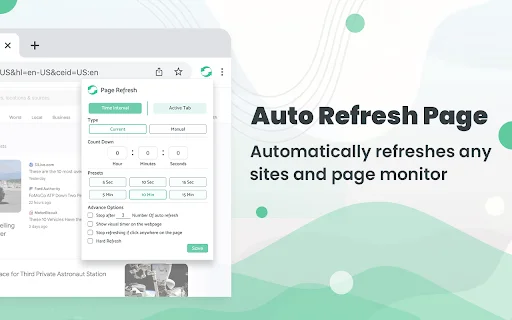 Auto Refresh & Page Monitor डाउनलोड करें – ऑटो रिलोड एक्सटेंशन - Screenshot 1