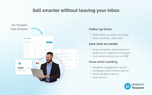 Vendasta Yesware डाउनलोड करें – Gmail के लिए स्मार्ट सेल्स ट्रैकिंग और ऑटोमेशन - Screenshot 1