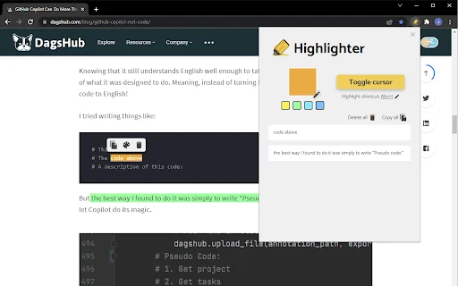 Highlighter: वेबसाइट पर टेक्स्ट हाईलाइट करें – Chrome एक्सटेंशन डाउनलोड करें - Screenshot 1