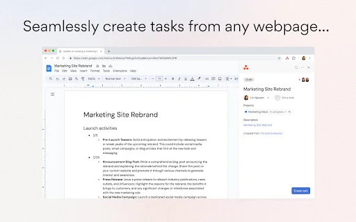 Asana Chrome Extension डाउनलोड करें – ब्राउज़र से कार्य प्रबंधित करें - Screenshot 1