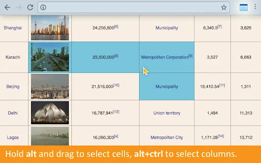 Copytables डाउनलोड करें – वेब टेबल डेटा कॉपी करने का सबसे आसान तरीका - Screenshot 1