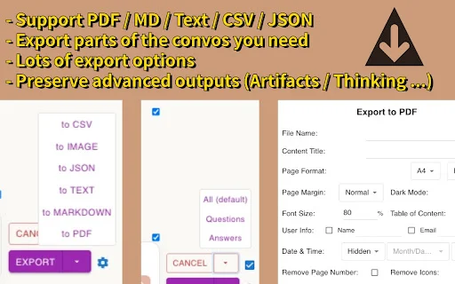 AI Chat Exporter डाउनलोड करें – Claude चैट को PDF और MD में सेव करें - Screenshot 1
