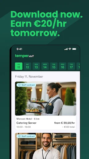 Temper Staff ऐप डाउनलोड करें – लचीली अस्थायी नौकरी पाएं - Screenshot 1