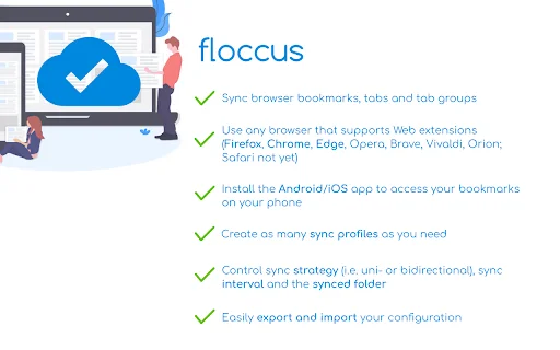 Floccus Bookmarks Sync डाउनलोड करें – सभी ब्राउज़र में सिंक करें - Screenshot 1