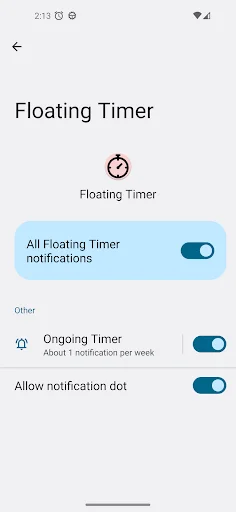 Floating Timer डाउनलोड करें – स्क्रीन पर फ्लोटिंग टाइमर और स्टॉपवॉच - Screenshot 7