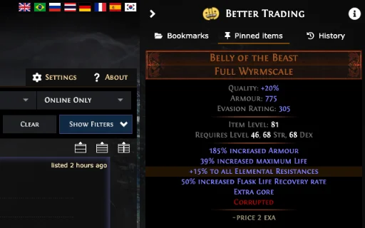 Better PathOfExile Trading डाउनलोड करें – PoE ट्रेड टूल - Screenshot 2