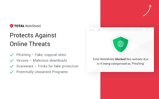Total WebShield: Chrome के लिए सर्वश्रेष्ठ एंटीवायरस और सुरक्षा - Screenshot 1