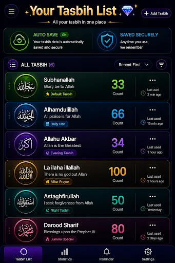 Tasbih Counter zikr Tasbeeh डाउनलोड करें – दैनिक ज़िक्र के लिए सरल ऐप - Screenshot 3