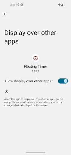 Floating Timer डाउनलोड करें – स्क्रीन पर फ्लोटिंग टाइमर और स्टॉपवॉच - Screenshot 5